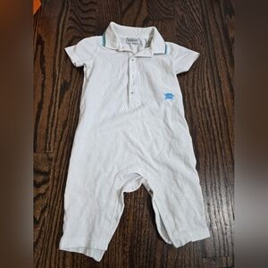 Burberry White Kids One Piece Polo Collar Romper